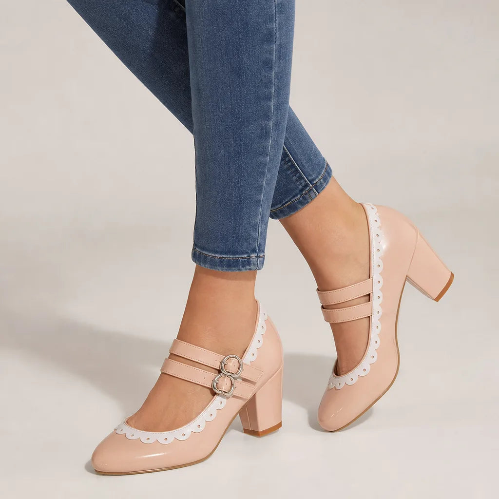 Kaiya | Women's Orthopedic Mary Jane Heels  - Color:Pink;Size:35