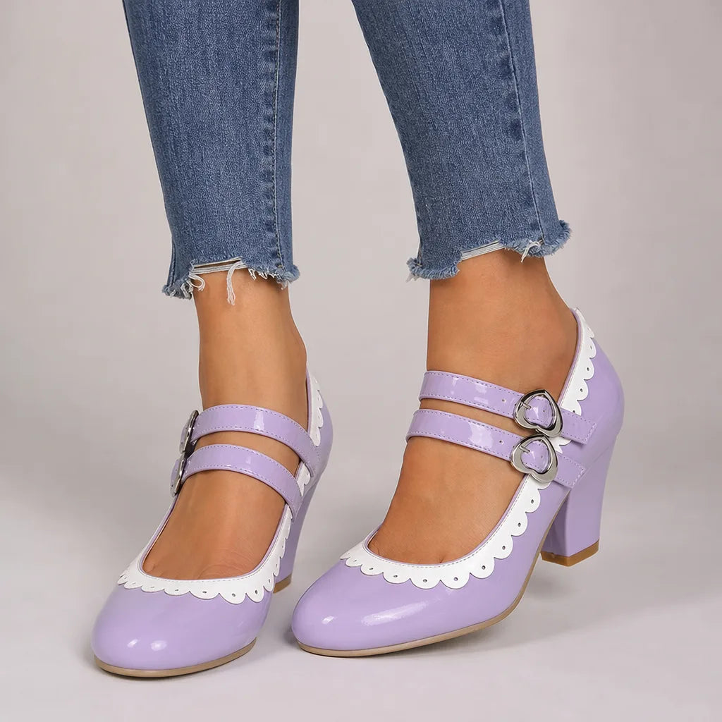 Kaiya | Women's Orthopedic Mary Jane Heels  - Color:Purple;Size:35