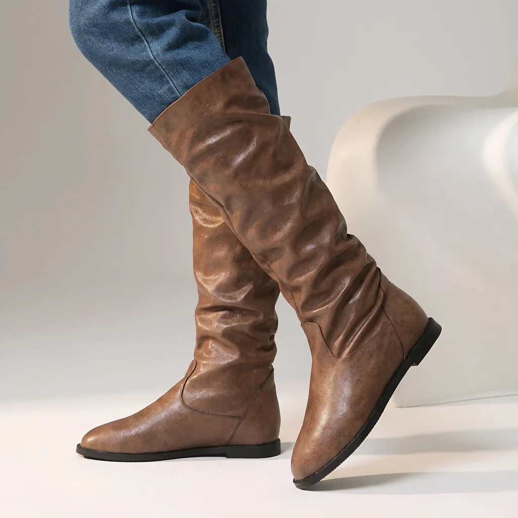 Katherine | Women's Orthopaedic Knee High Boots - Color:Brown;Size:35