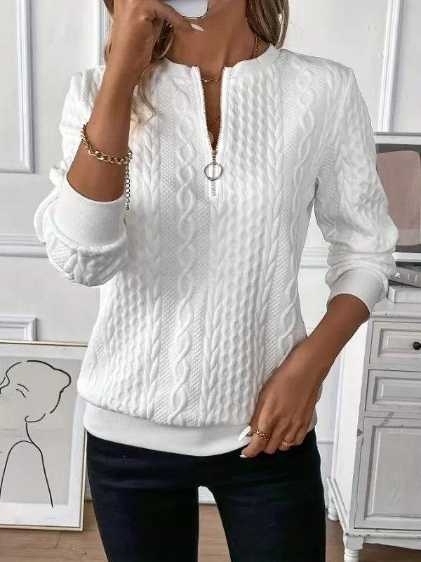 Kayleigh | Women's Knitted Jumper  - Color:White;Size:XS