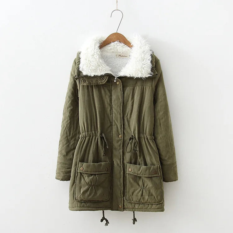 Kelsie | Women's Sherpa-Lined Quilted Winter Jacket - Color:Green;Size:XS
