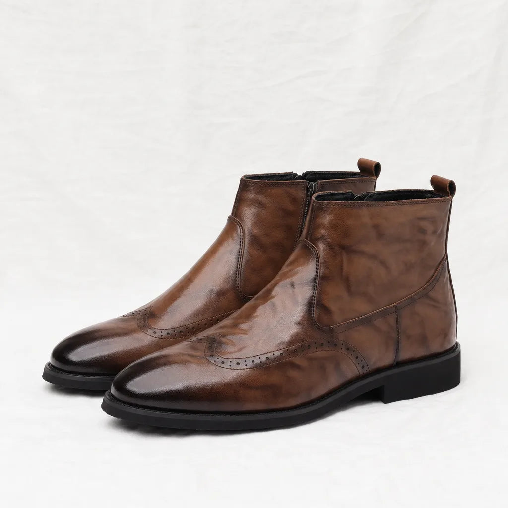 Kevin Brogue Chelsea Boots - Color:Brown;Size:38