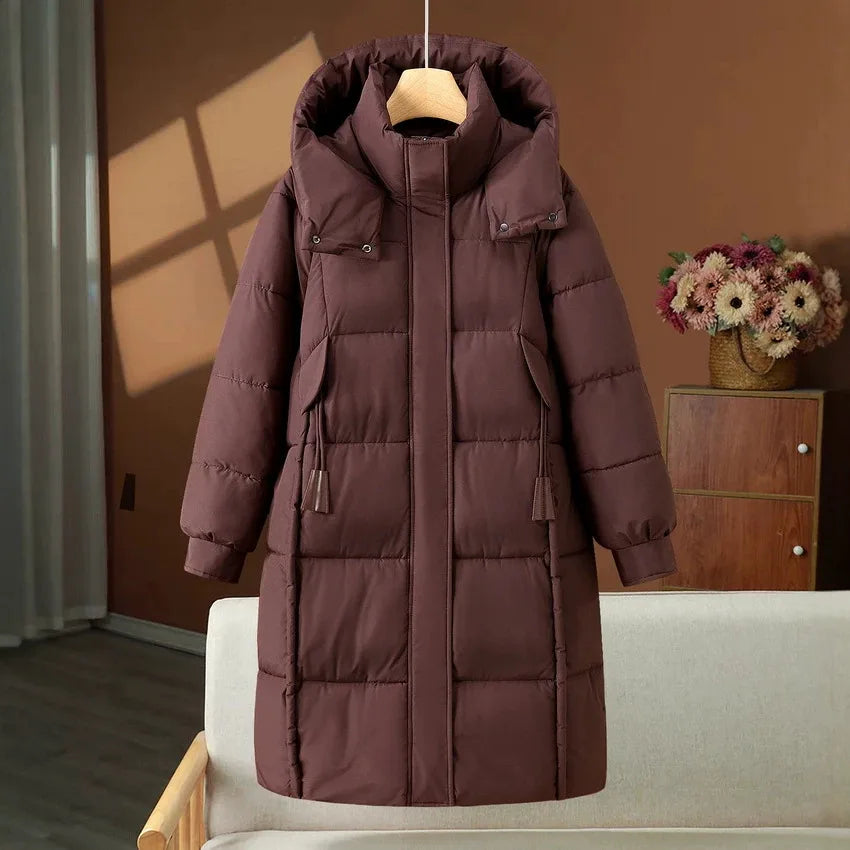 Kiera | Women's Hooded Puffer Coat - Color:Angora Red;Size:S