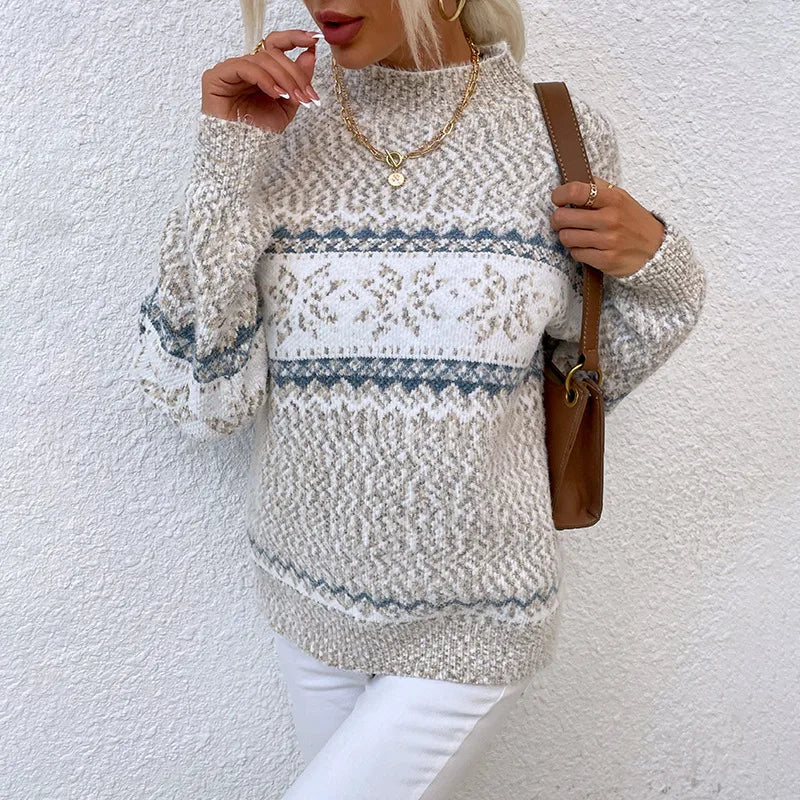 Kimberly | Women's Cozy Knitted Winter Jumper  - Color:Beige;Size:XS