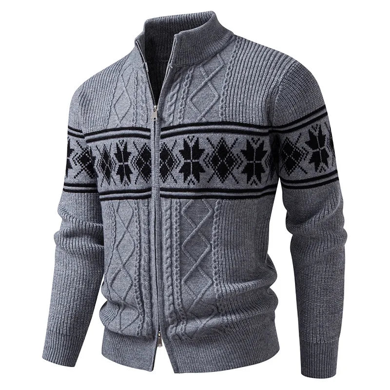Kirkland | Men's Fair Isle Zip Cardigan  - Color:Gray;Size:S