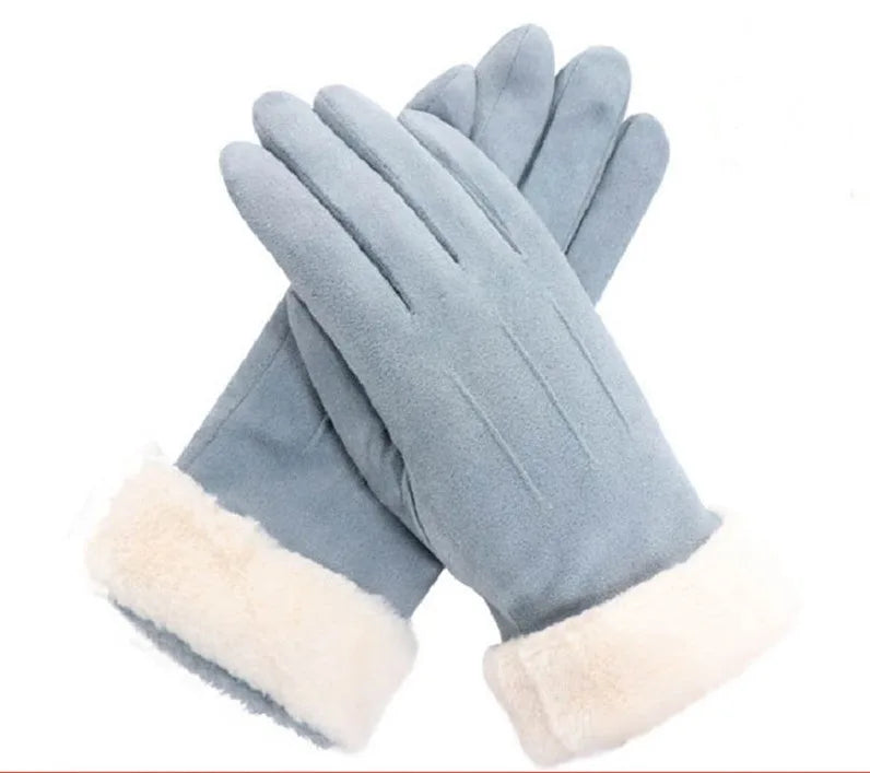 Kirsten | Women's Suede Winter Gloves  - Color:Blue