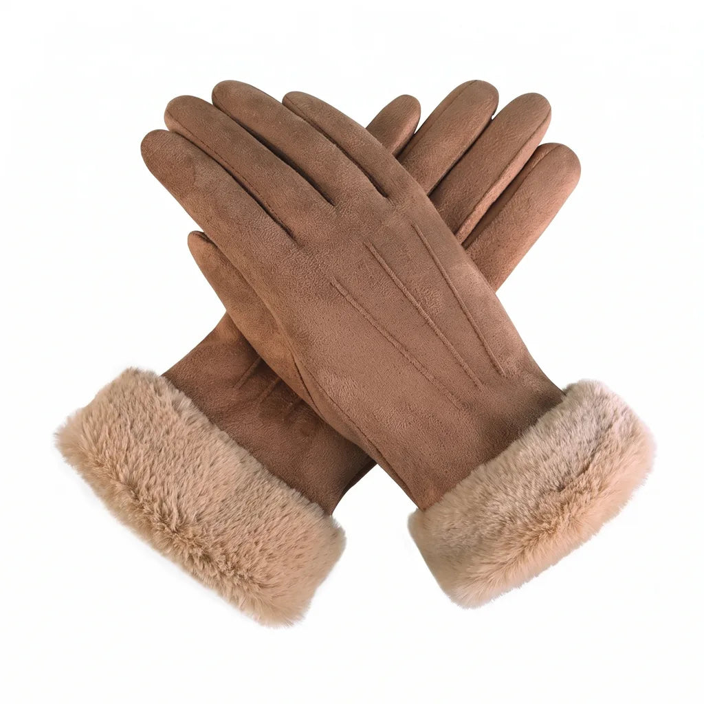 Kirsten | Women's Suede Winter Gloves  - Color:Brown