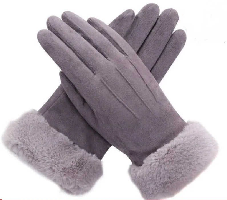 Kirsten | Women's Suede Winter Gloves  - Color:Gray