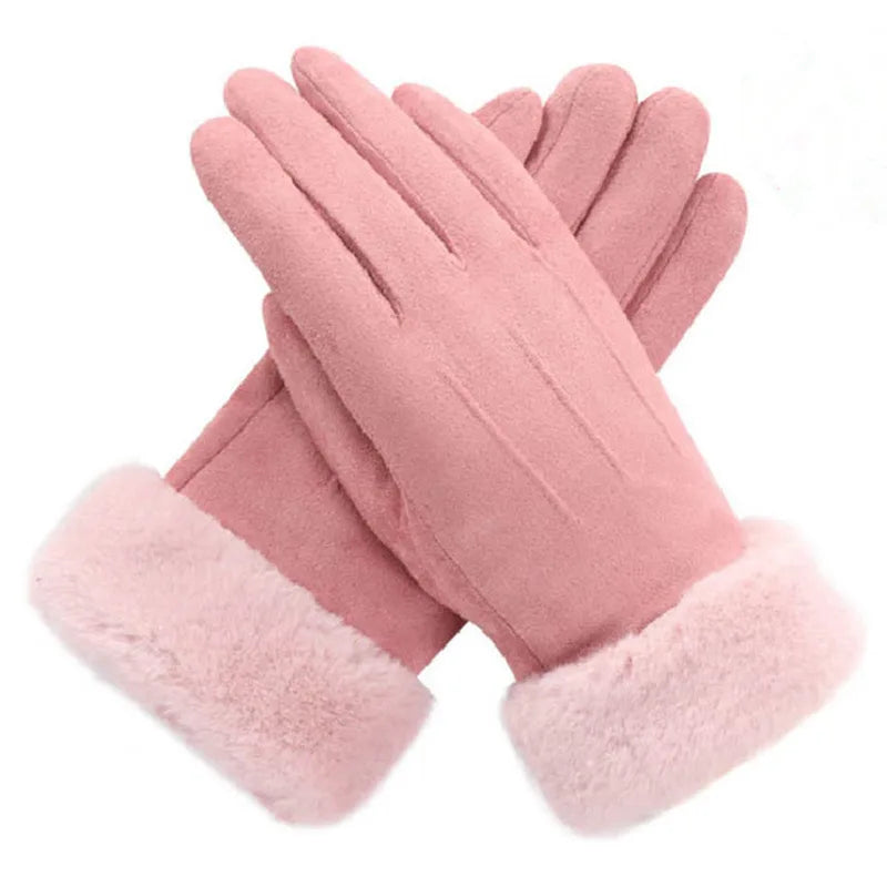 Kirsten | Women's Suede Winter Gloves  - Color:Pink