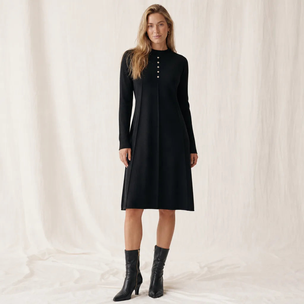 Women's Black Pomeroy Mock Neck Knit Dress