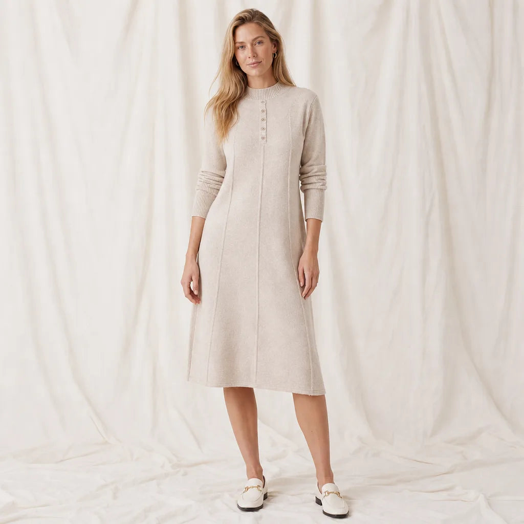 Women's Cream Pomeroy Mock Neck Knit Dress