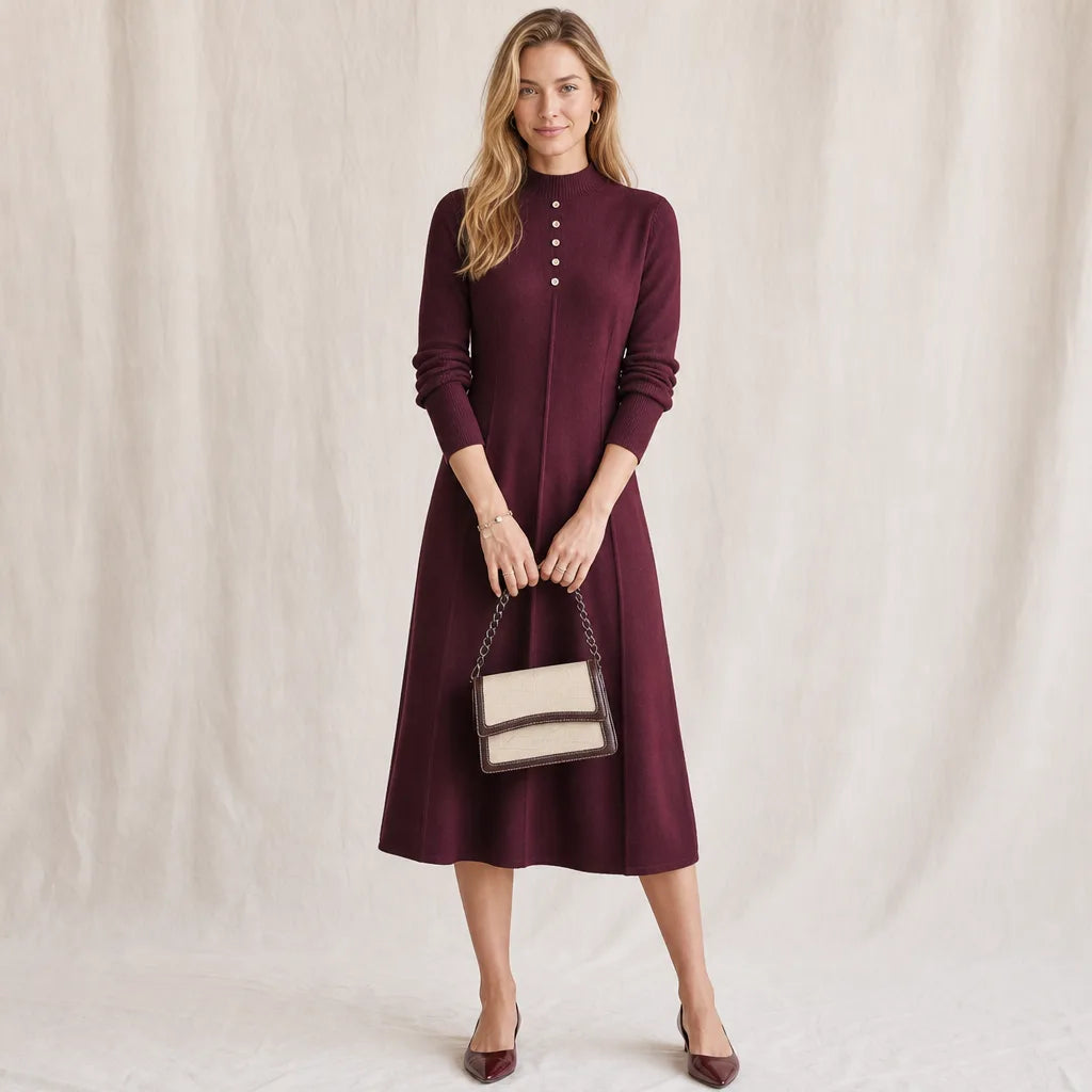 Red Pomeroy Mock Neck Knit Dress 4
