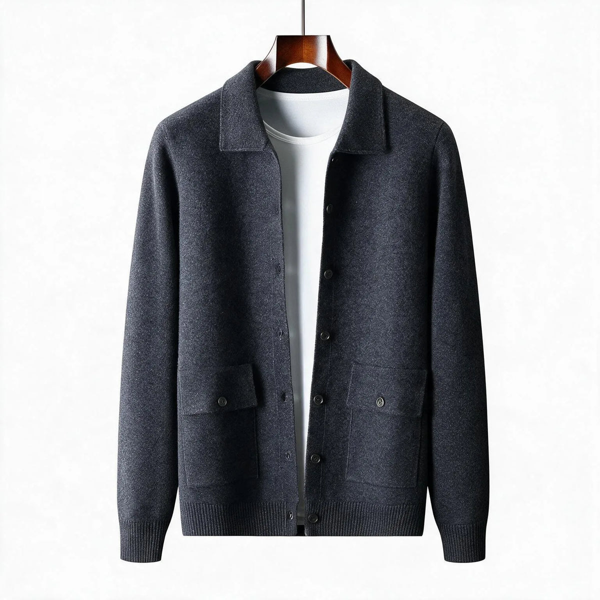 Lambert | Men's Wool Cardigan - Color:Black;Size:XS