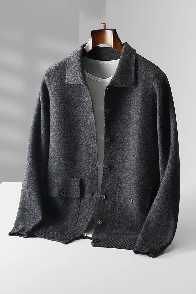 Men's Black Lambert | Men's Wool Cardigan