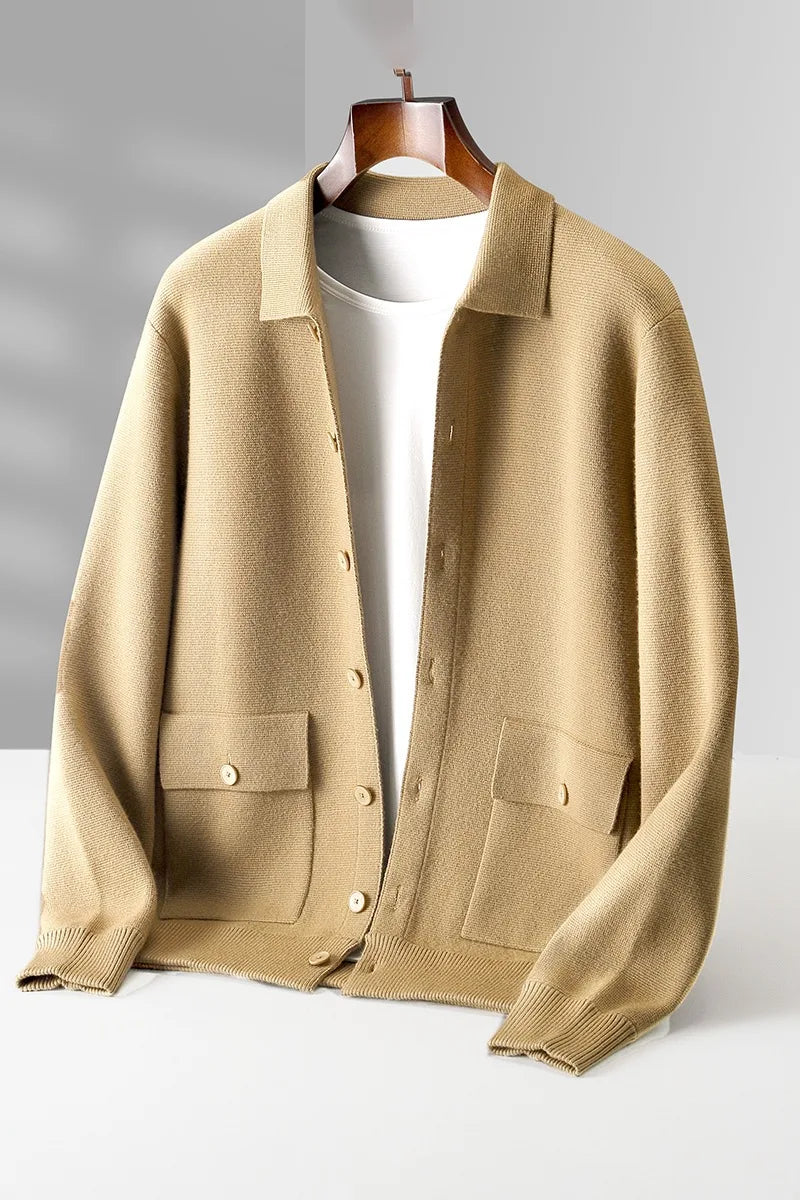 Men's Camel Lambert | Men's Wool Cardigan