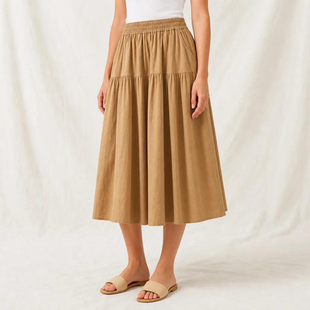 Women's Khaki Ledger Wide-Leg Culottes