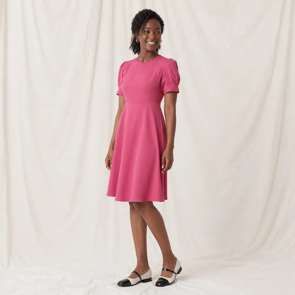 Women's Red Lockwood Puff Sleeve Midi Dress