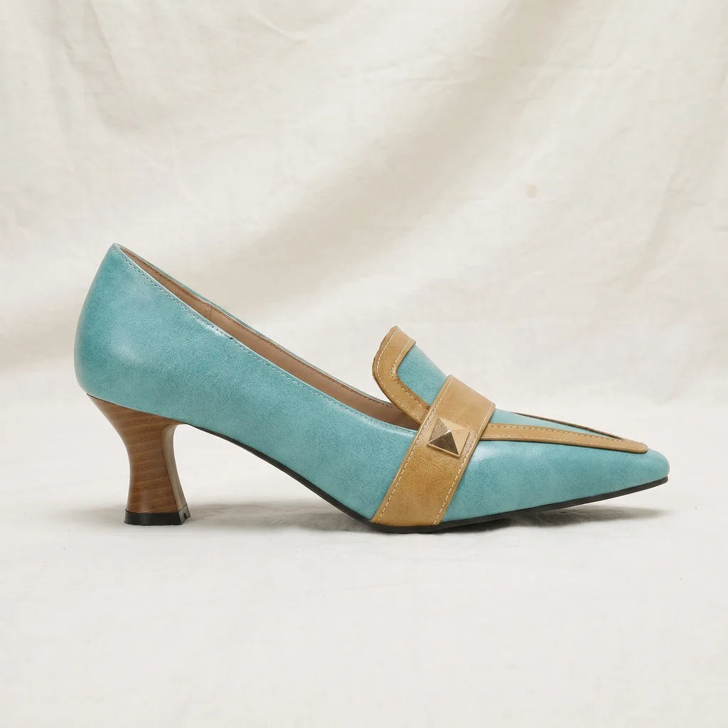 Women's Light Green Louise Two-Tone Pumps