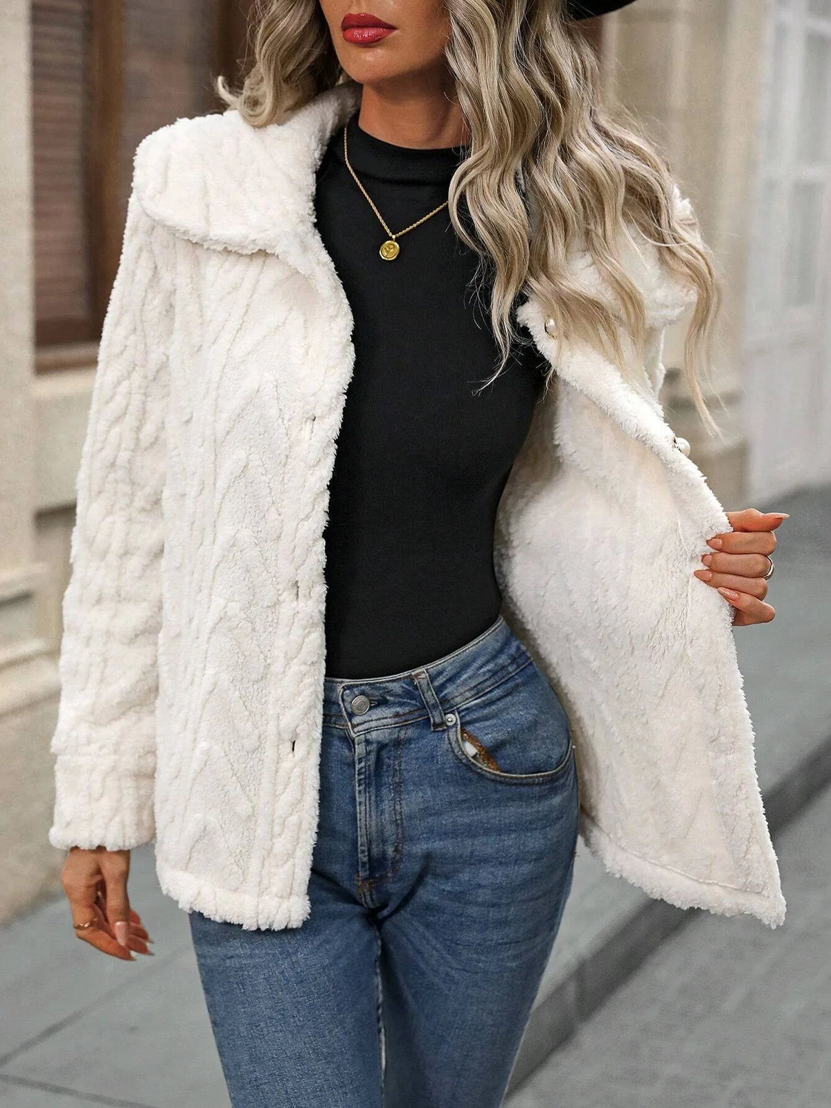 Women's Double-Sided Plush Wide-Lapel Cardigan Coat White2.jpg
