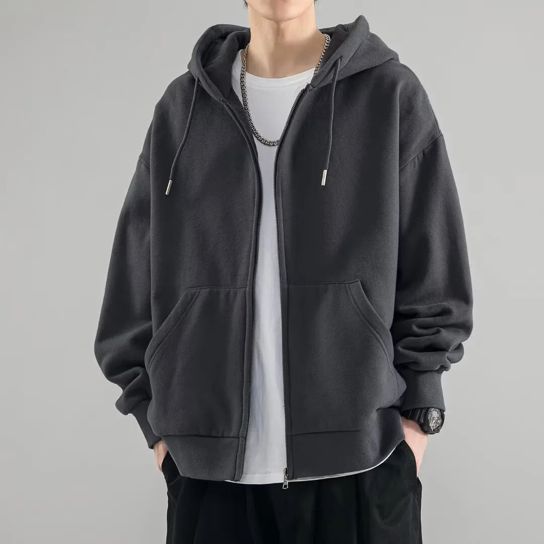 Larson | Men's Full Zip Hoodie - Color:Dark Gray;Size:S