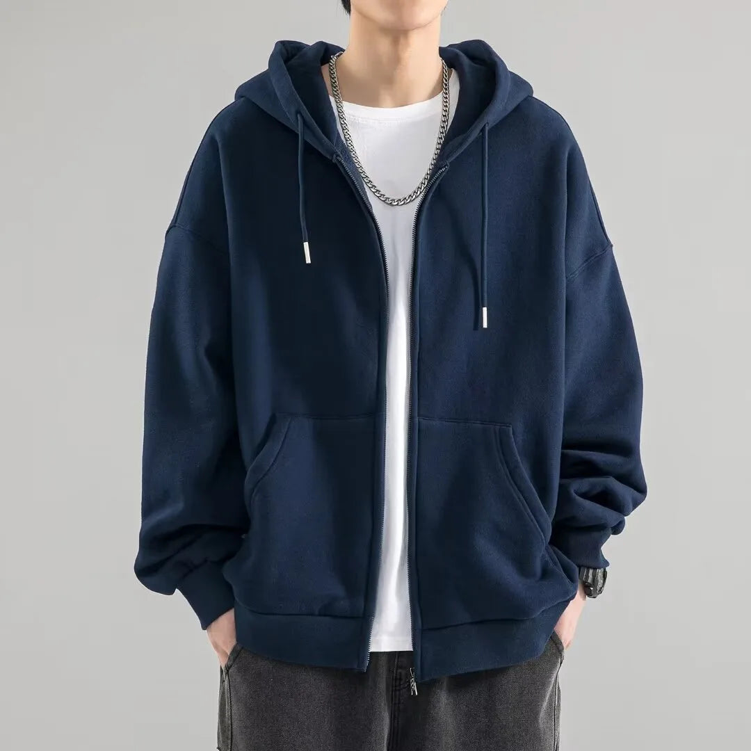 Larson | Men's Full Zip Hoodie - Color:Navy Blue;Size:S