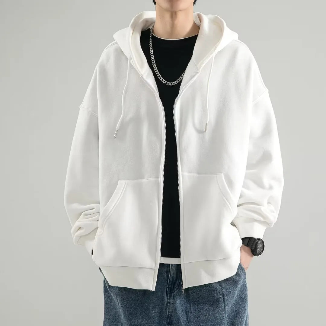 Larson | Men's Full Zip Hoodie - Color:White;Size:S