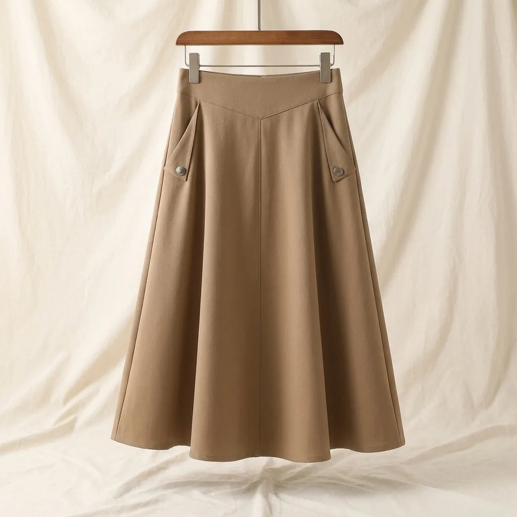Leary Flared Skirt - Color:Beige;Size:S