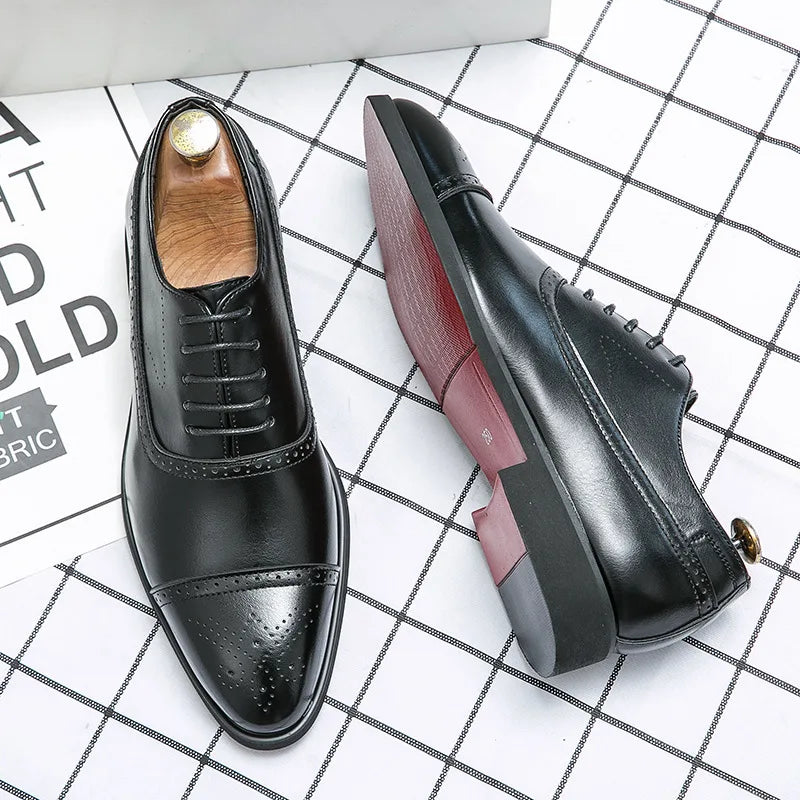 Leighton | Men's Classic Premium Oxford Shoes - Color:Black;Size:38