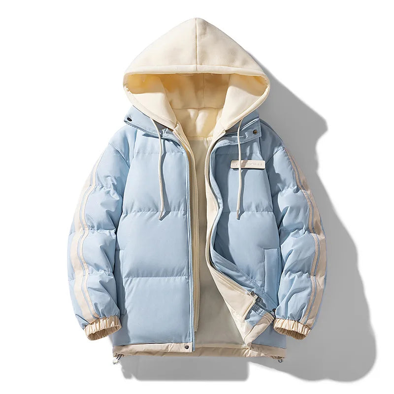 Lennon | Men's Hooded Puffer Jacket - Color:Sky Blue;Size:XS
