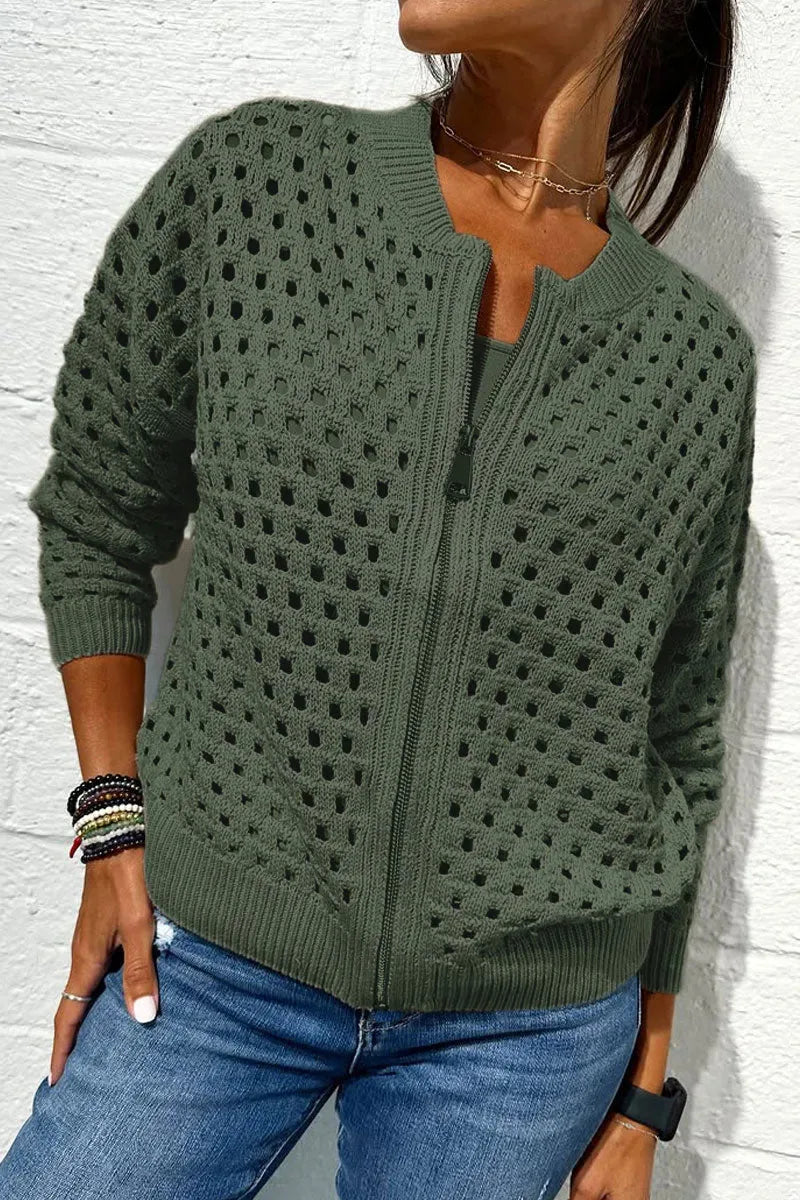 Leonie | Women's Soft-Touch Knit Cardigan  - Color:Green;Size:XXS