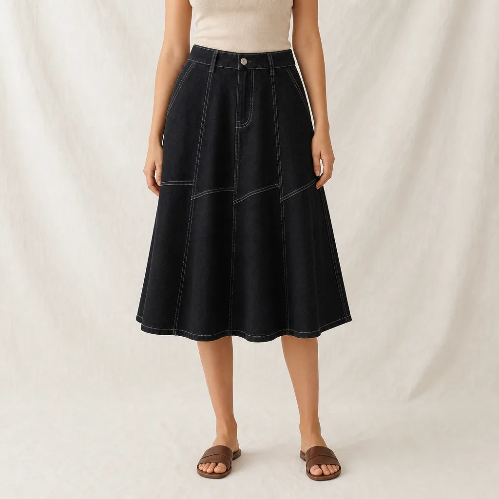 Women's Black Farragut Denim Fishtail Skirt