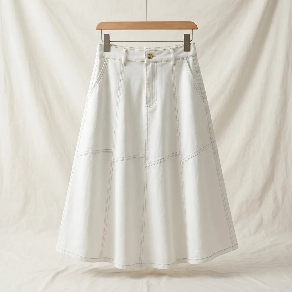 Women's White Farragut Denim Fishtail Skirt