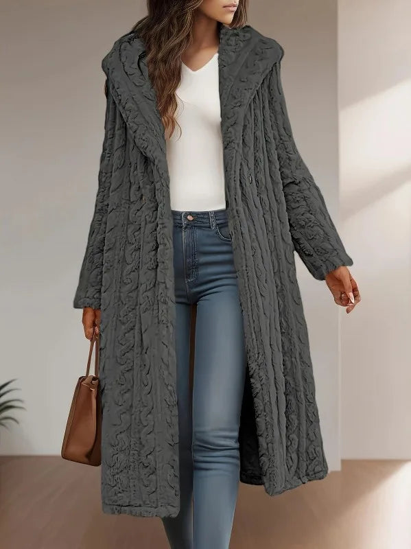 Liana | Women's Longline Hooded Coat - Color:Grey;Size:XS