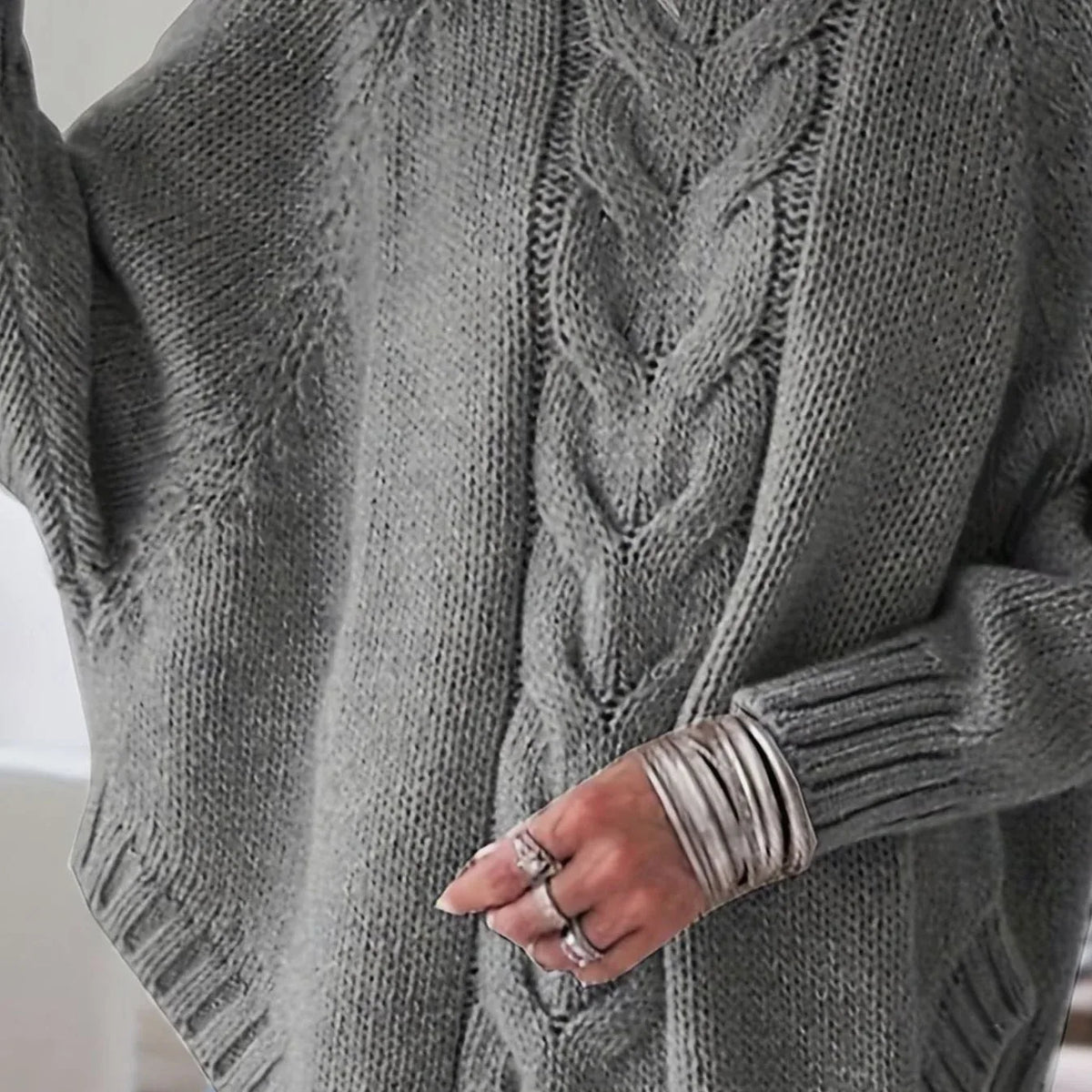 Liana | Women's Oversized Knitted Jumper - Size:XS;Color:Dark Grey