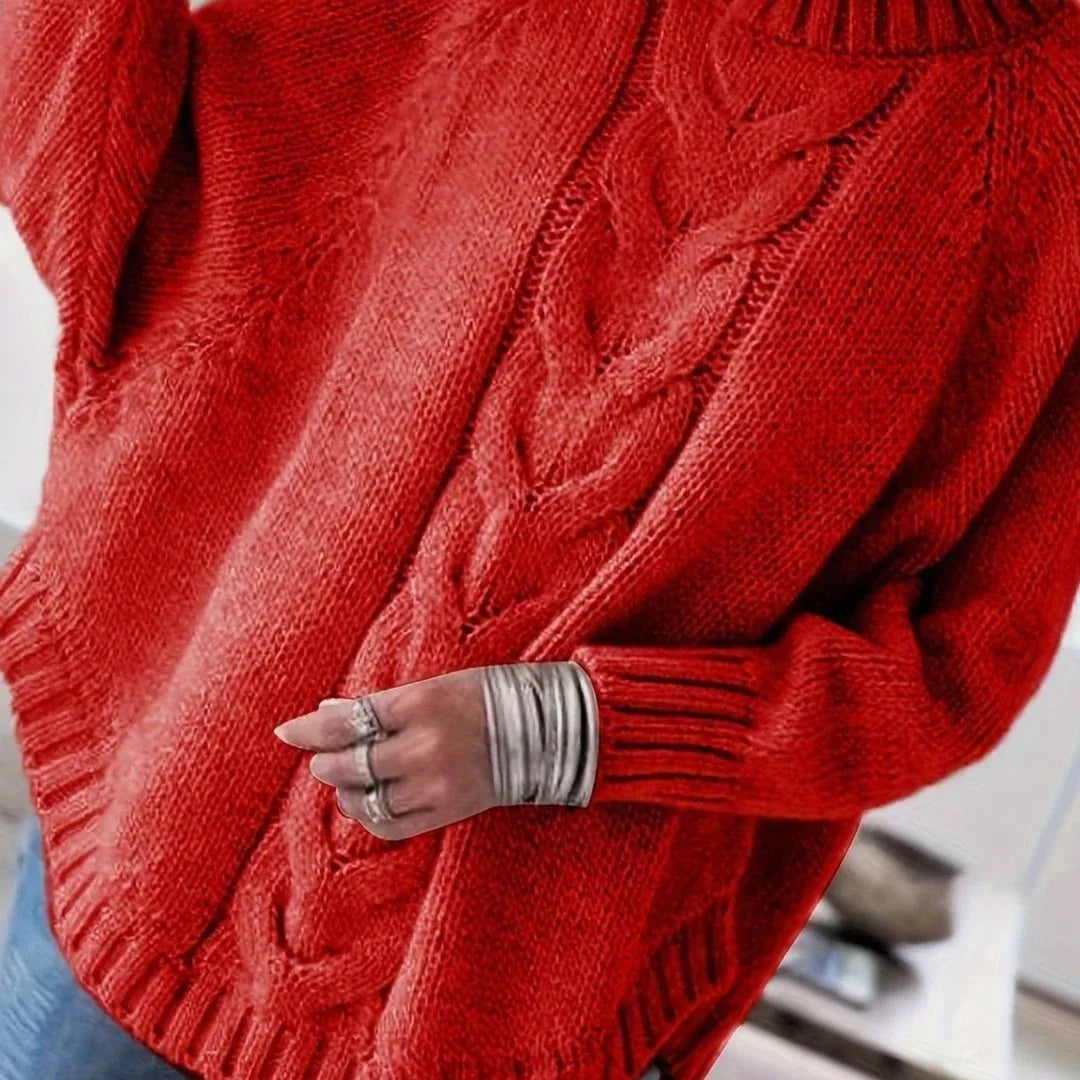 Liana | Women's Oversized Knitted Jumper - Size:XS;Color:Red