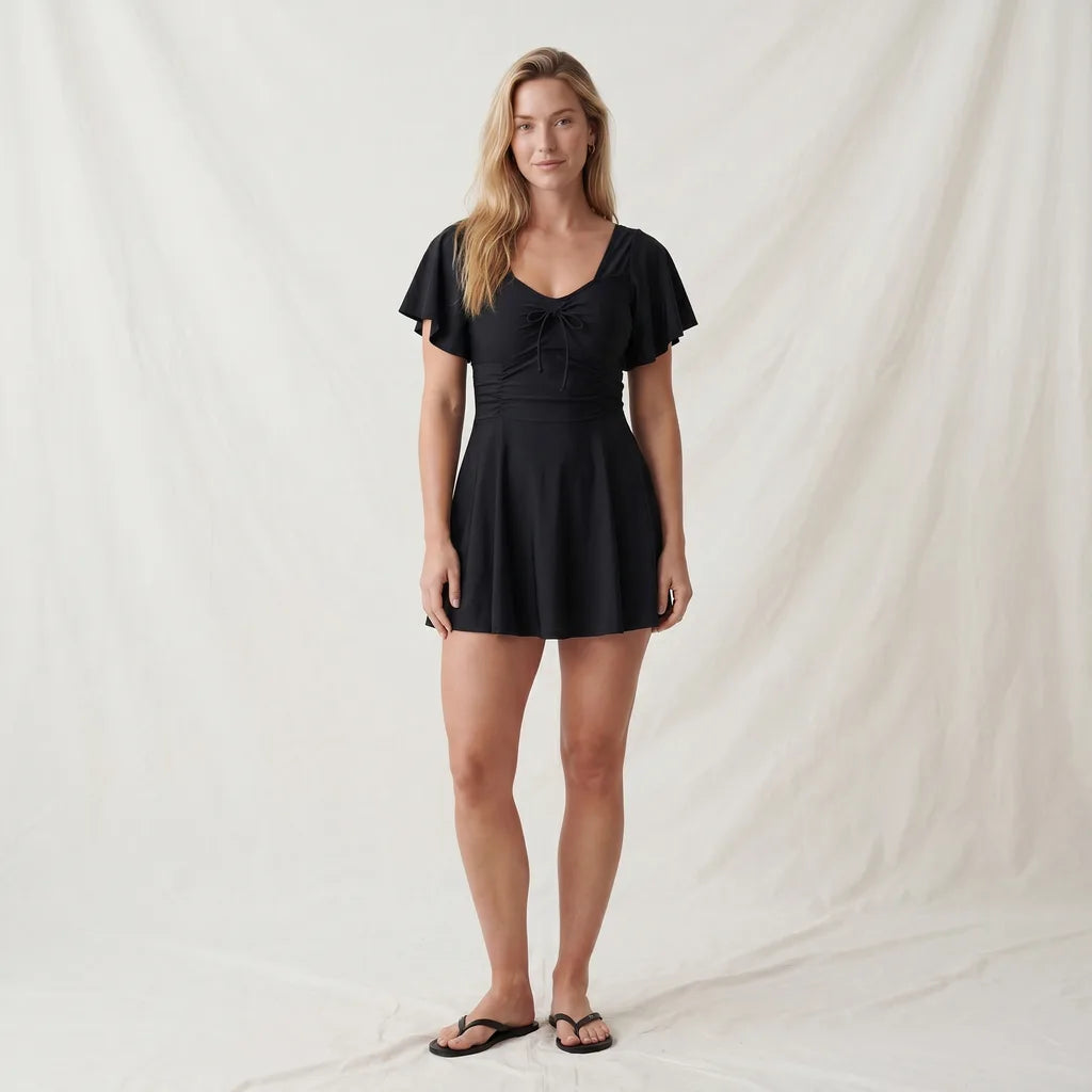 Liera Tie-Up Dress - Color:Black;Size:2XL