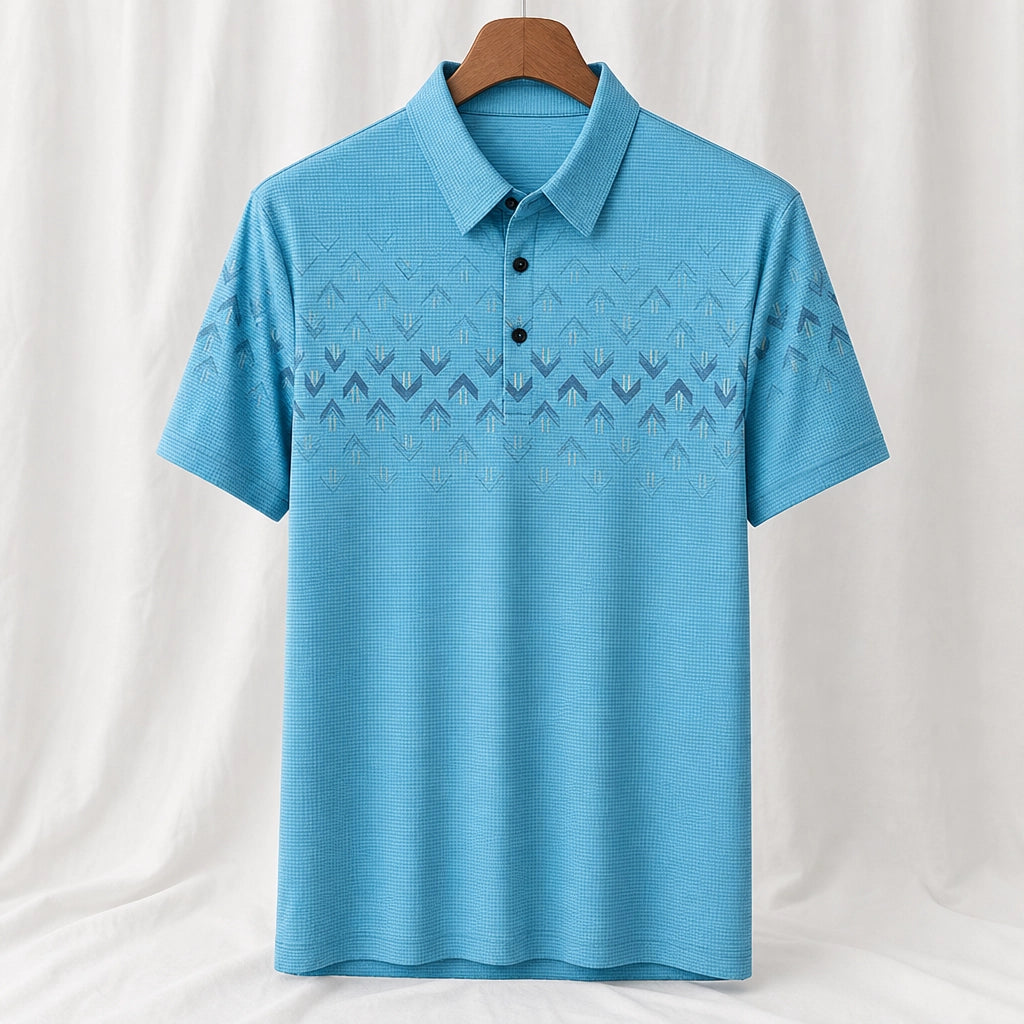 Westbrook Striped Knit Polo Shirt - Color:Light Blue;Size:S