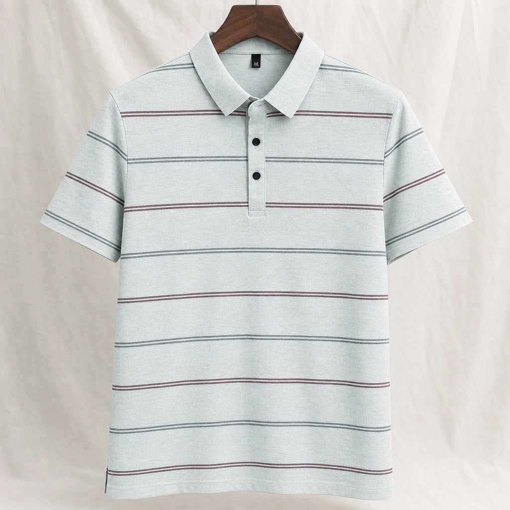 Nixon Striped Knit Polo Shirt - Color:Light Green;Size:S