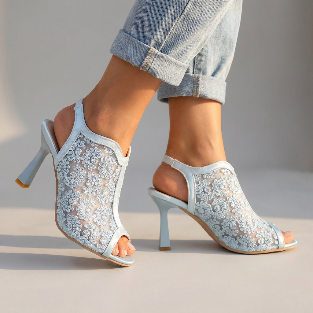 Gloria | Womens Floral Open Toe Heels