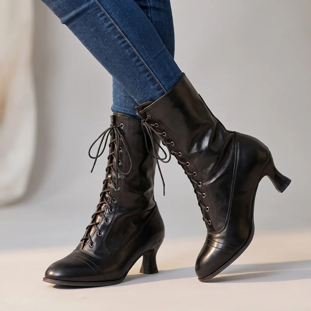 Lila | Women's Orthopaedic Mid-Calf Boots  - Color:Black;Size:35