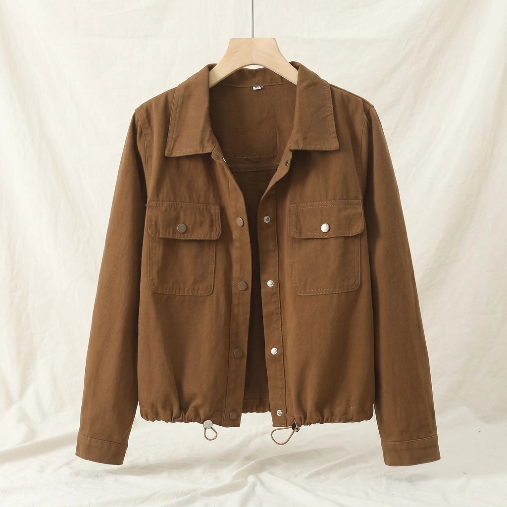 Lillian Cropped Fleece Jacket - Color:Coffee;Size:XS