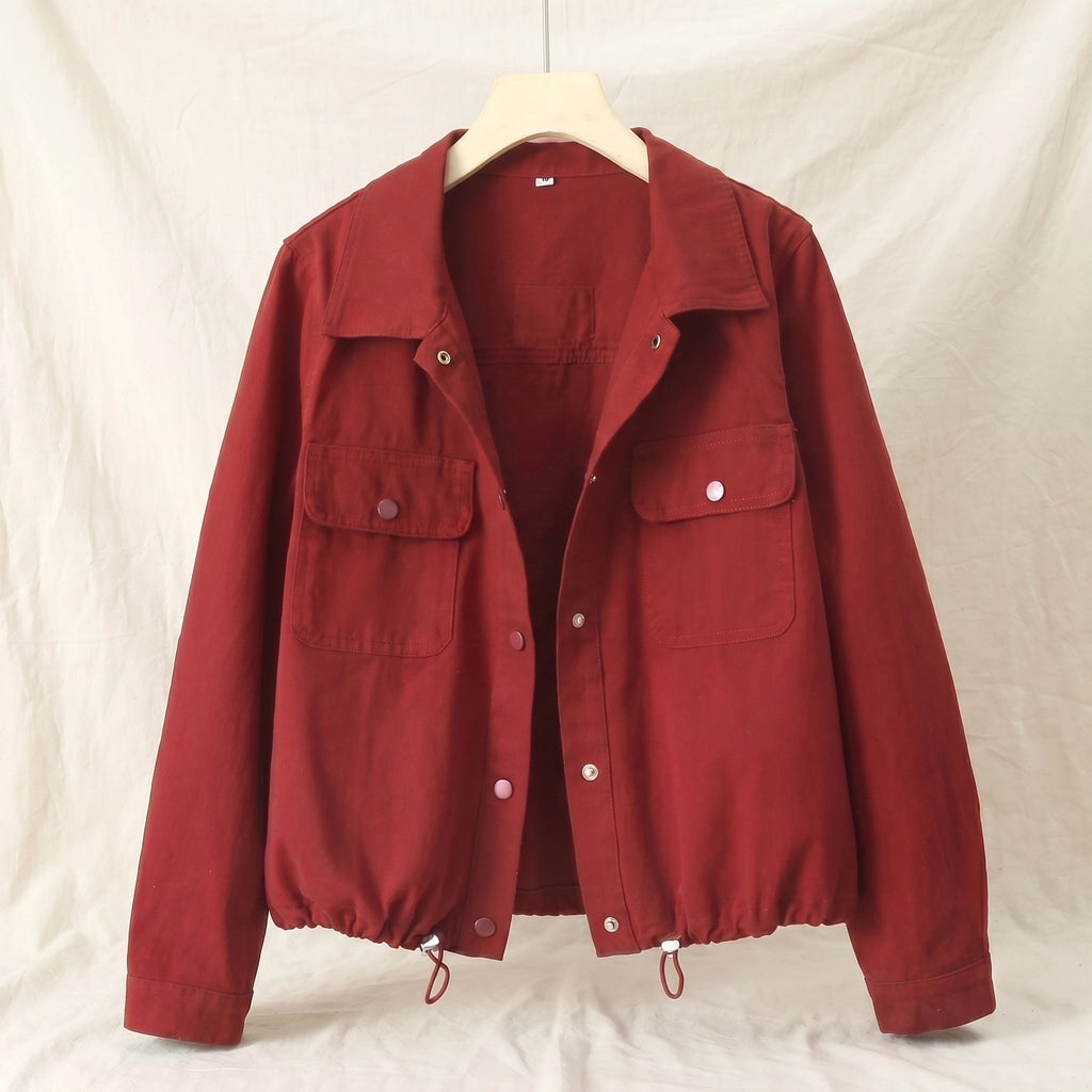 Lillian Cropped Fleece Jacket - Color:Wine Red;Size:XS