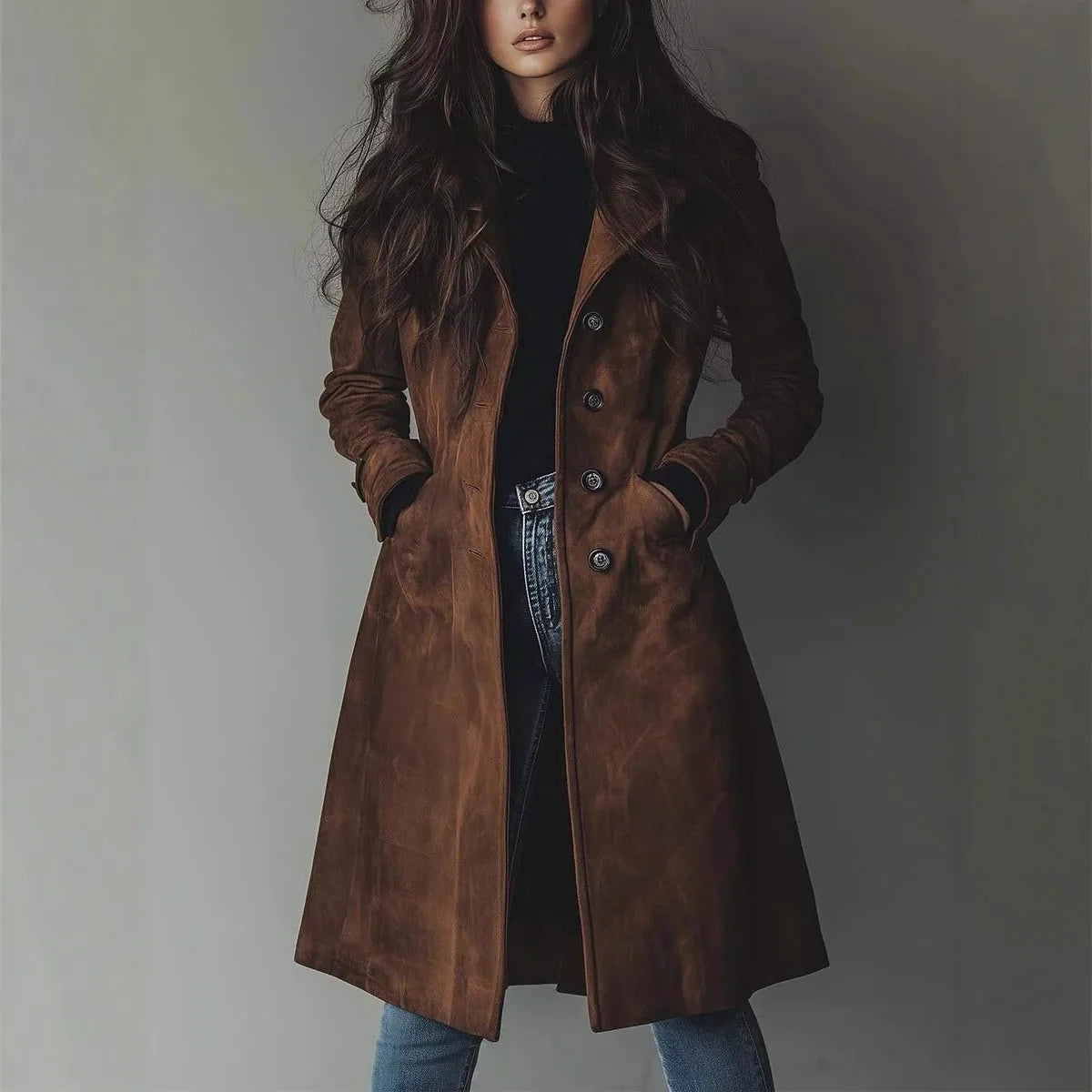 Lillian | Women's Timeless Belted Coat  - Dark Brown
