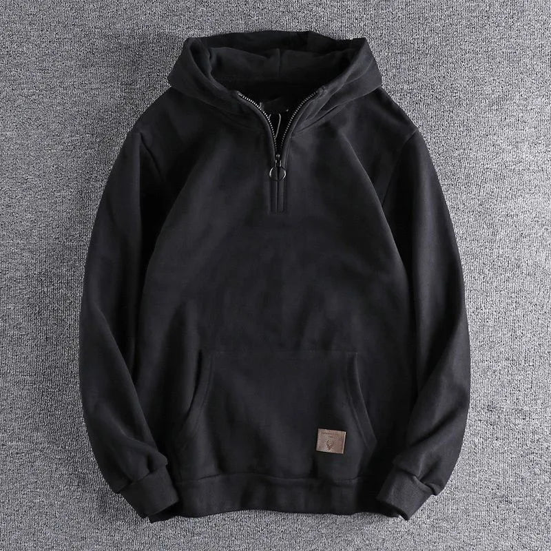 Lincoln | Men's Quarter Zip Hoodie - Color:Black;Size:S