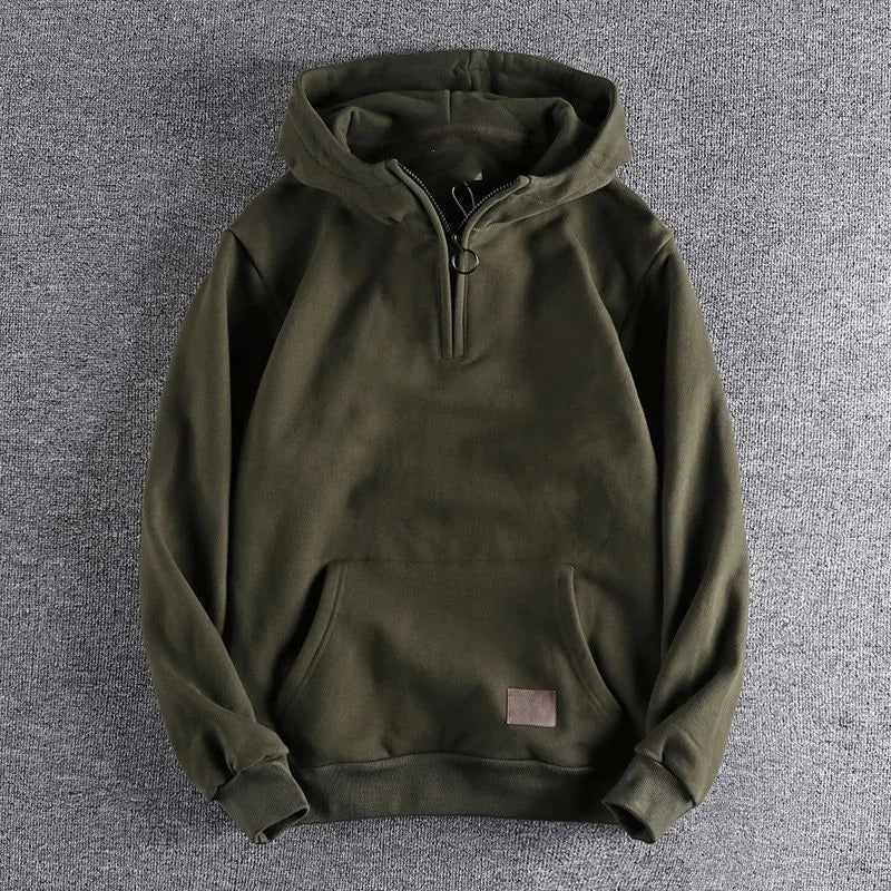 Lincoln | Men's Quarter Zip Hoodie - Color:Green;Size:S