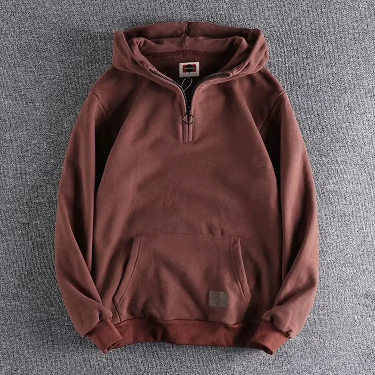 Lincoln | Men's Quarter Zip Hoodie - Color:Red;Size:S
