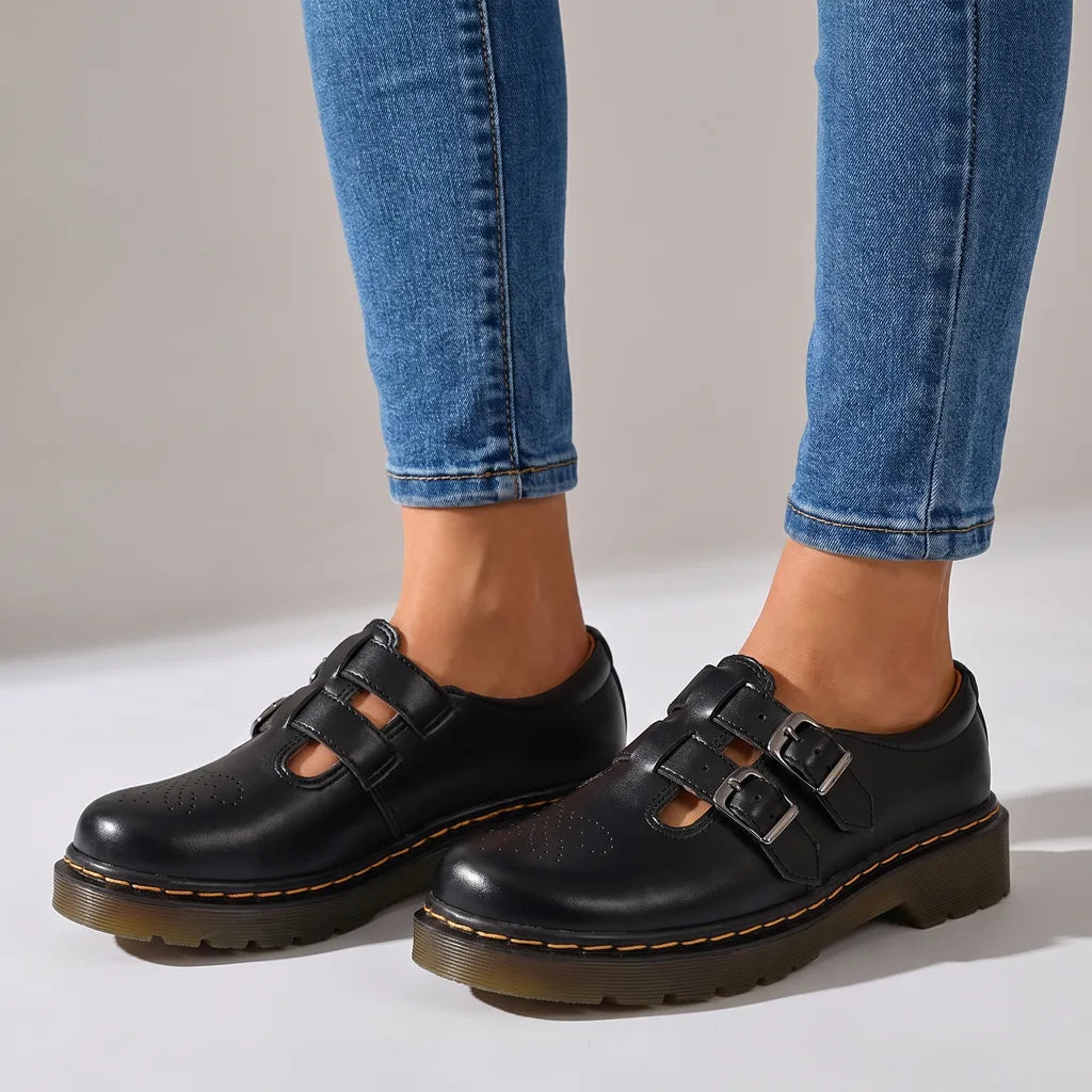 Loralie | Womens Platform Mary Jane School Shoes - Color:Black;Size:35