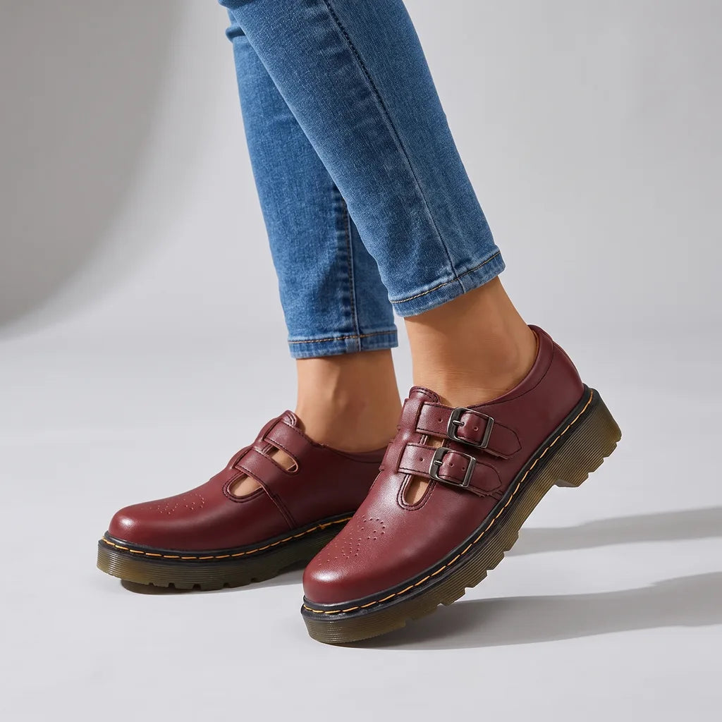 Loralie | Womens Platform Mary Jane School Shoes - Color:Red;Size:35