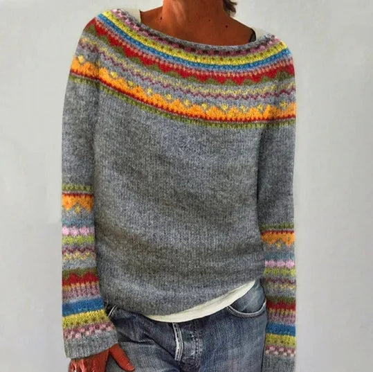 Lori | Women's Retro Knit Jumper - Size:XS;Color:Gray