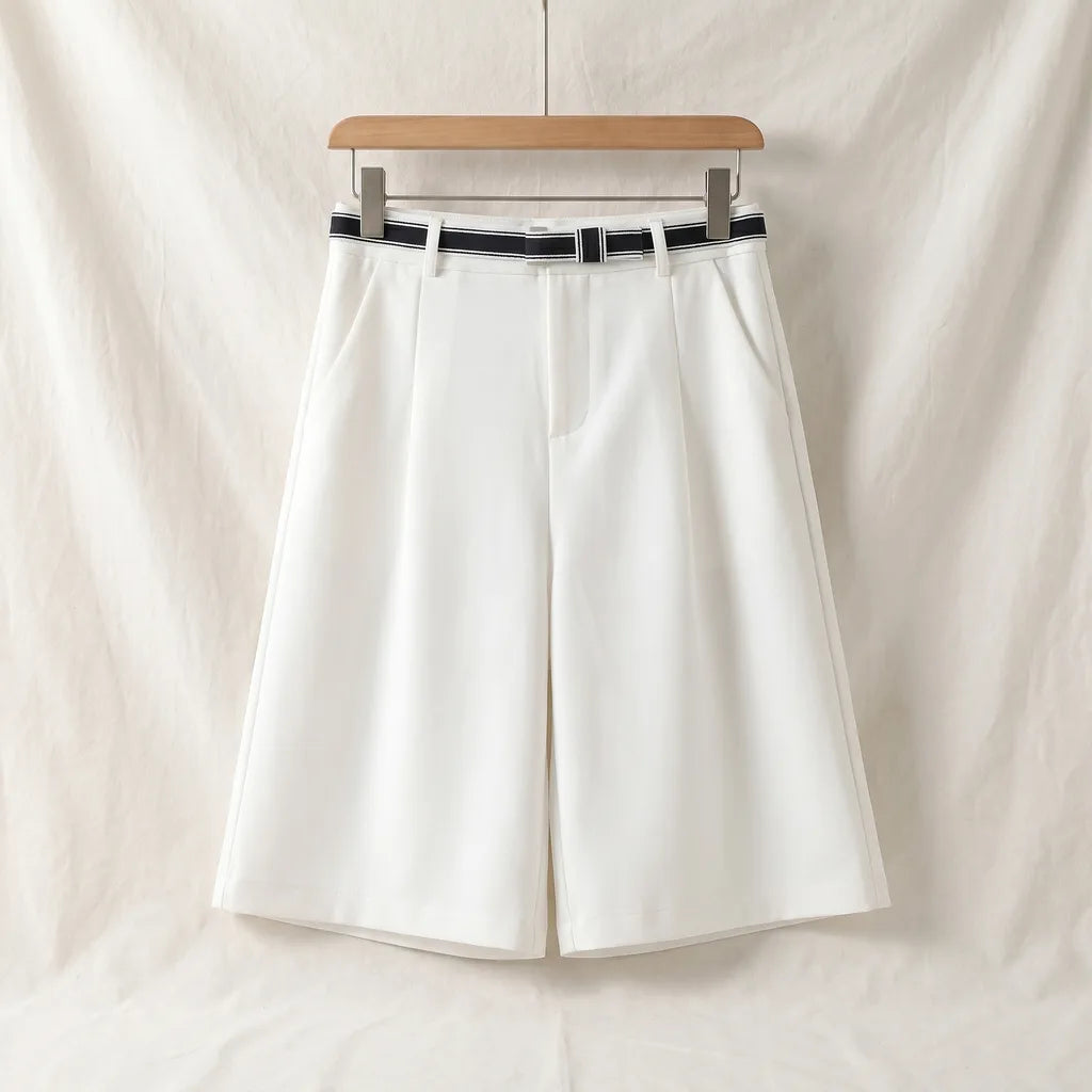 Louis High-Waist Shorts - Color:White;Size:S